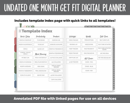 NEW! Undated Get Fit One Month Digital Planner | Festive Theme - Best Health Edition | GoodNotes, iPad & Android | Fitness, Self-Care