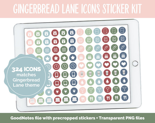 Gingerbread Lane Icon Digital Planner Stickers | GoodNotes, iPad and Android | Icons, Life, Weather, Everyday