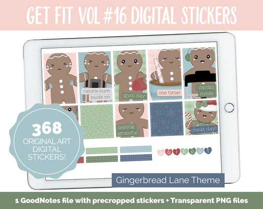Get Fit Vol #16 Digital Stickers | GoodNotes & iPad | Fitness, Health, Self-Care, Workout | Gingerbread Lane
