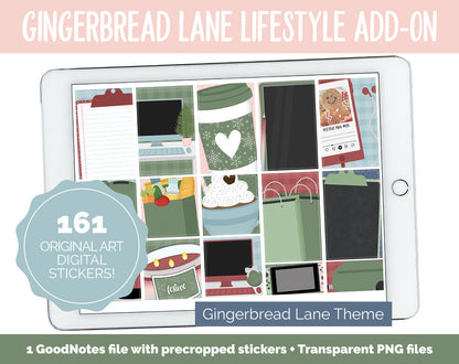 GIngerbread Lane Lifestyle Add-On Digital Stickers | GoodNotes & iPad | TV, Playlist, Travel, Reading, Work, Groceries