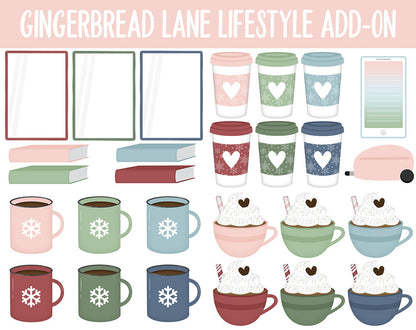 GIngerbread Lane Lifestyle Add-On Digital Stickers | GoodNotes & iPad | TV, Playlist, Travel, Reading, Work, Groceries