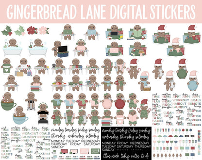 Gingerbread Lane Digital Sticker Mega Bundle | GoodNotes & iPad | December, Winter, Christmas, Chores, Work, Kawaii, Adulting, Tasks