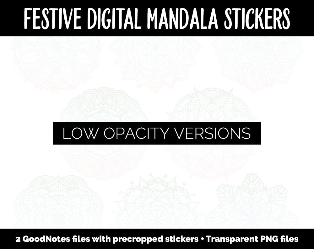 Festive Mandala Digital Planner Stickers | GoodNotes, iPad and Android | Gradient, Ombre, Coloring