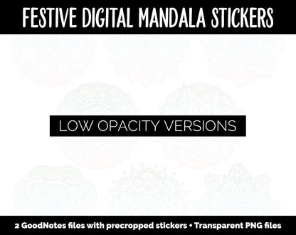 Festive Mandala Digital Planner Stickers | GoodNotes, iPad and Android | Gradient, Ombre, Coloring