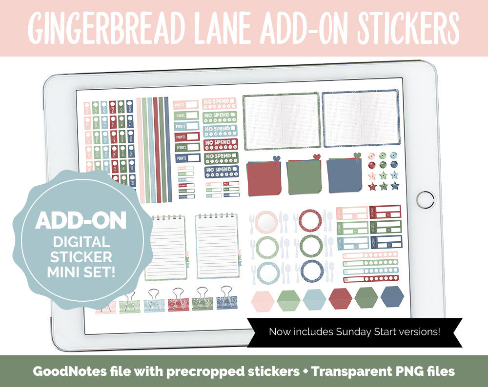Gingerbread Lane Add-On Digital Stickers | GoodNotes & iPad | Trackers, Budget, Fitness, Health, Habits