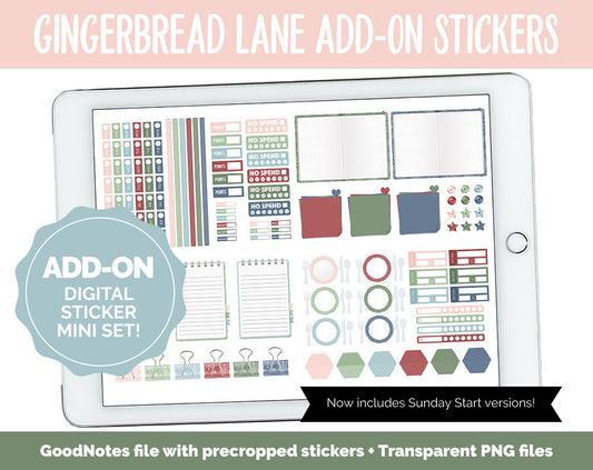 Gingerbread Lane Add-On Digital Stickers | GoodNotes & iPad | Trackers, Budget, Fitness, Health, Habits