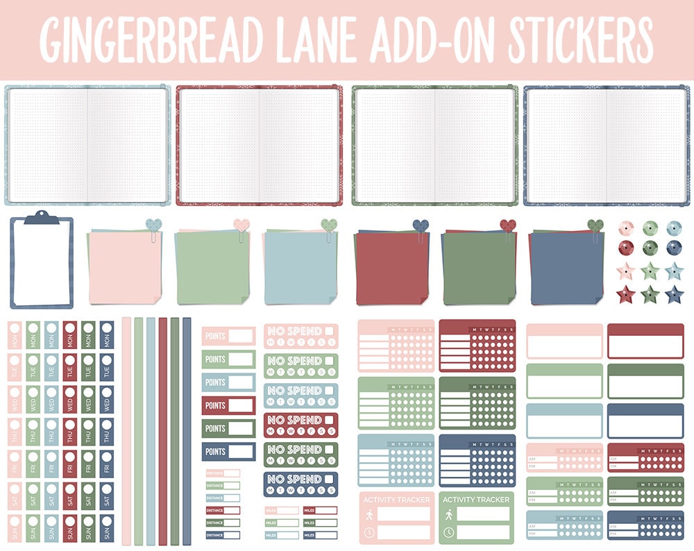 Gingerbread Lane Add-On Digital Stickers | GoodNotes & iPad | Trackers, Budget, Fitness, Health, Habits