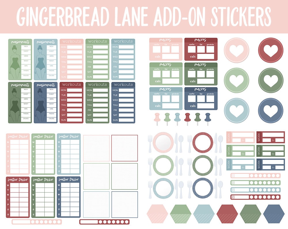 Gingerbread Lane Add-On Digital Stickers | GoodNotes & iPad | Trackers, Budget, Fitness, Health, Habits