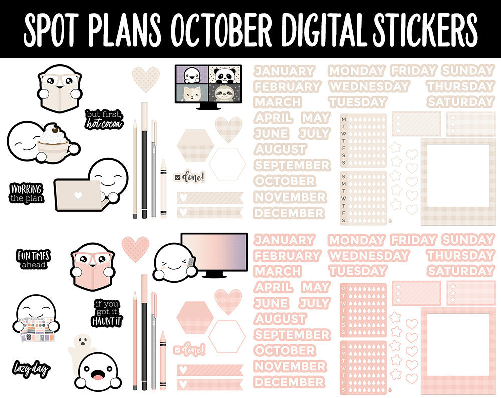 Spot Plans October Digital Stickers | GoodNotes, iPad and Android | Sassy, Fall, Adulting, Planning, Funny, Halloween