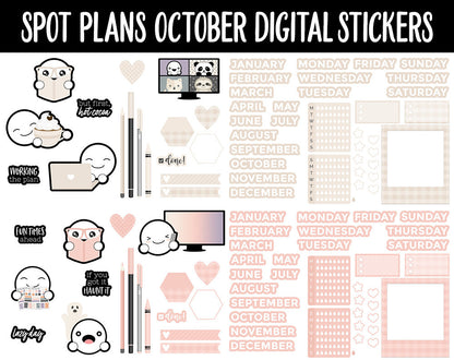 Spot Plans October Digital Stickers | GoodNotes, iPad and Android | Sassy, Fall, Adulting, Planning, Funny, Halloween