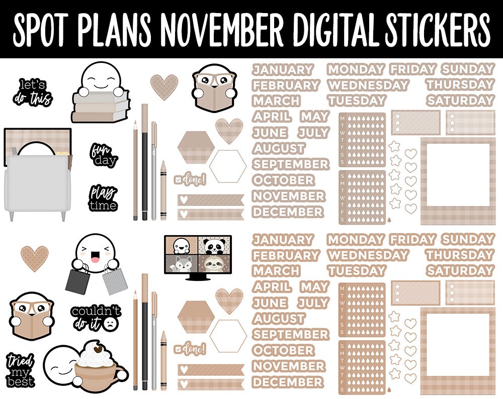 Spot Plans November Digital Stickers | GoodNotes, iPad and Android | Sassy, Fall, Adulting, Planning, Funny