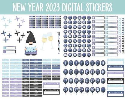 New Year 2023 Digital Planner Stickers | GoodNotes, iPad and Android