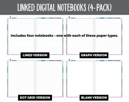 Linked Digital Notebooks 4- Pack | Aurora Theme | GoodNotes, iPad & Android