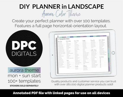 DIY Landscape Digital Planner | Aurora Theme | Goodnotes, iPad & Android