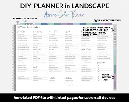 DIY Landscape Digital Planner | Aurora Theme | Goodnotes, iPad & Android