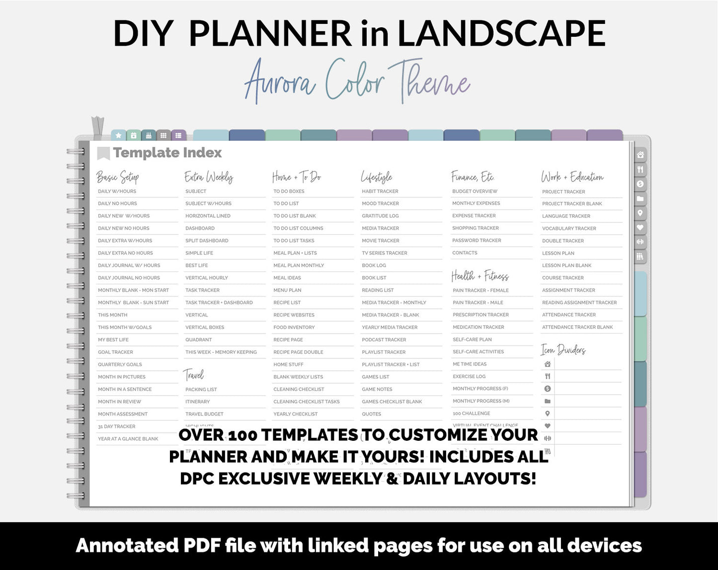 DIY Landscape Digital Planner | Aurora Theme | Goodnotes, iPad & Android