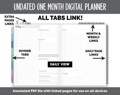 Undated One Month Digital Planner | Aurora Theme - Vertical Weekly | GoodNotes, iPad & Android