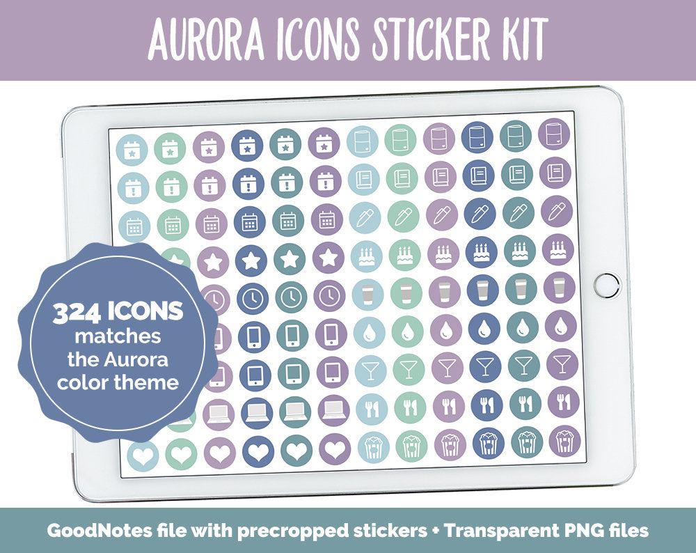 Aurora Icons Digital Planner Stickers