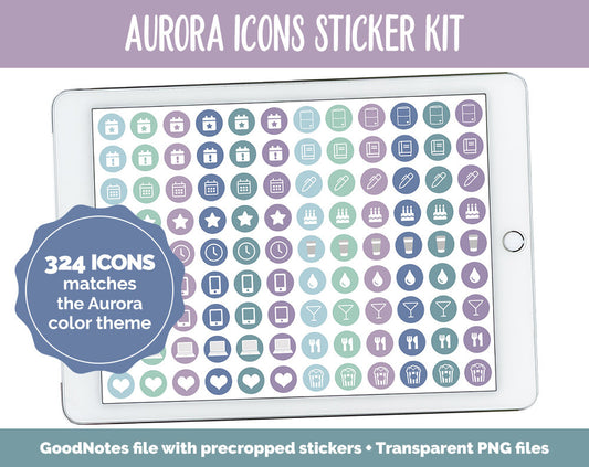 Aurora Icons Digital Planner Stickers