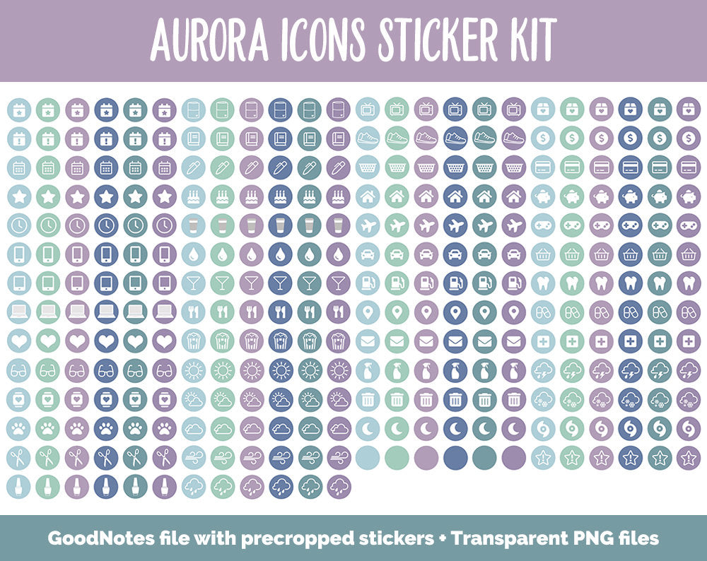 Aurora Icons Digital Planner Stickers