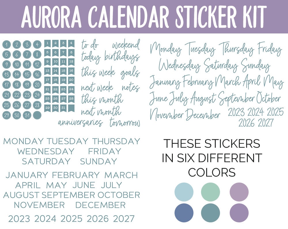 Aurora Calendar Essentials Digital Planner Stickers