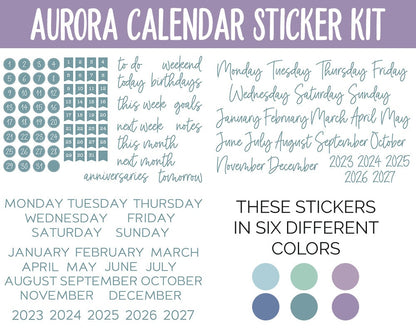 Aurora Calendar Essentials Digital Planner Stickers