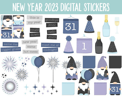 New Year 2023 Digital Planner Stickers | GoodNotes, iPad and Android