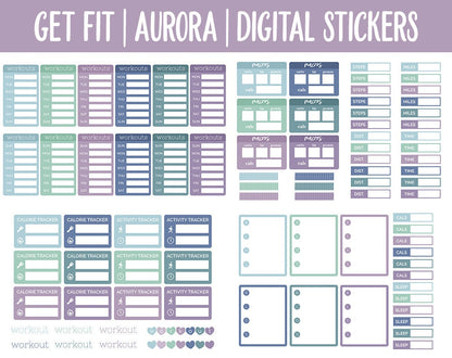 Get Fit Aurora Digital Stickers | GoodNotes & iPad | Fitness, Health, Self-Care, Workout | Bubbles the Bear