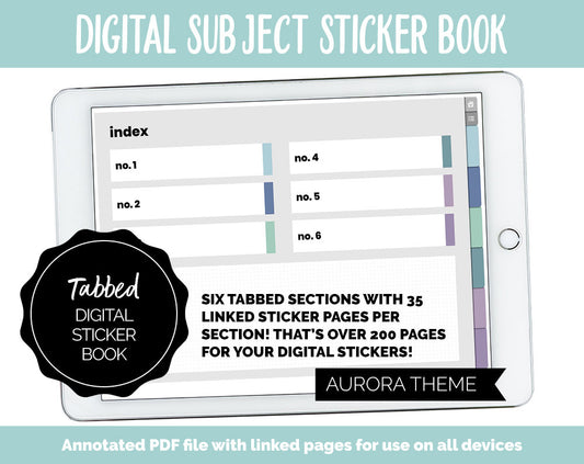 Blank Subject Digital Sticker Books | Aurora Theme