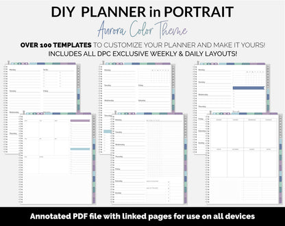 DIY Portrait Digital Planner | Aurora Theme | Goodnotes, iPad & Android