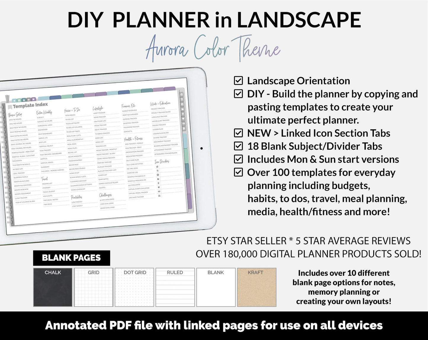DIY Landscape Digital Planner | Aurora Theme | Goodnotes, iPad & Android