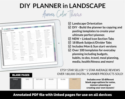 DIY Landscape Digital Planner | Aurora Theme | Goodnotes, iPad & Android