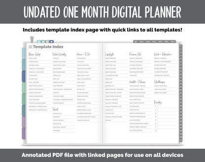 Undated One Month Digital Planner | Aurora Theme - Vertical Weekly | GoodNotes, iPad & Android