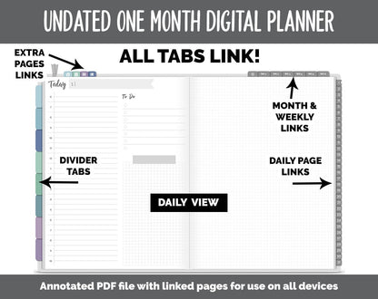 Undated One Month Digital Planner | Aurora Theme - Simple Life Weekly | GoodNotes, iPad & Android