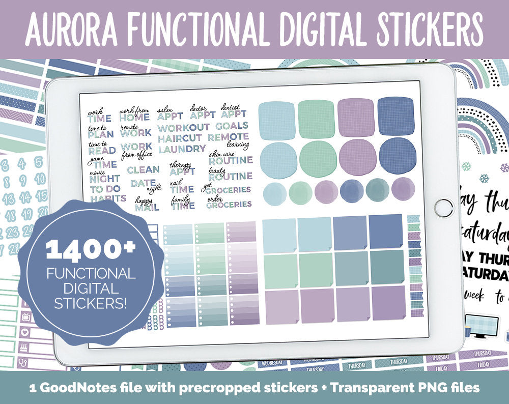 Aurora Functional Digital Sticker Set