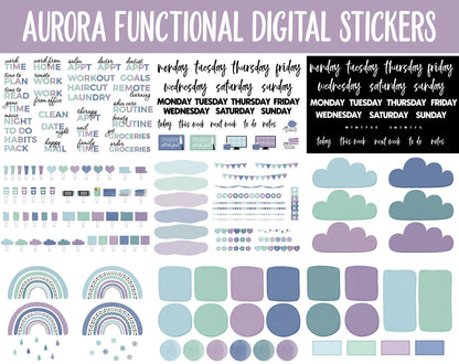 Aurora Functional Digital Sticker Set