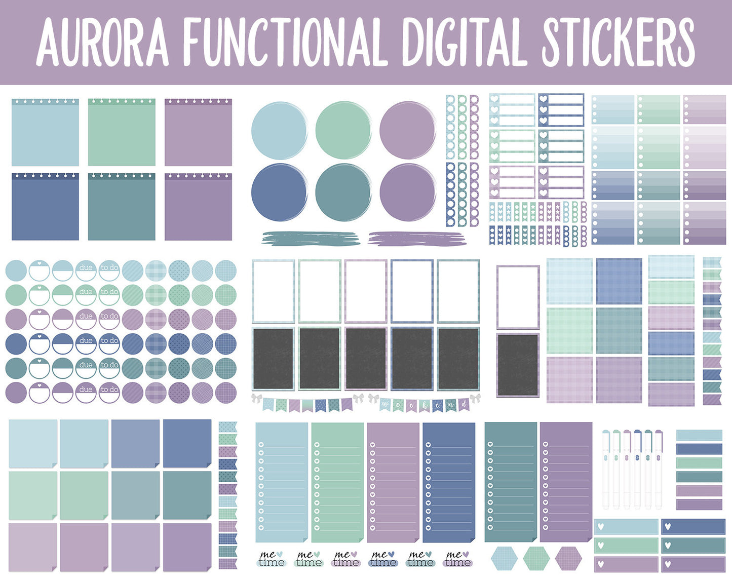 Aurora Functional Digital Sticker Set