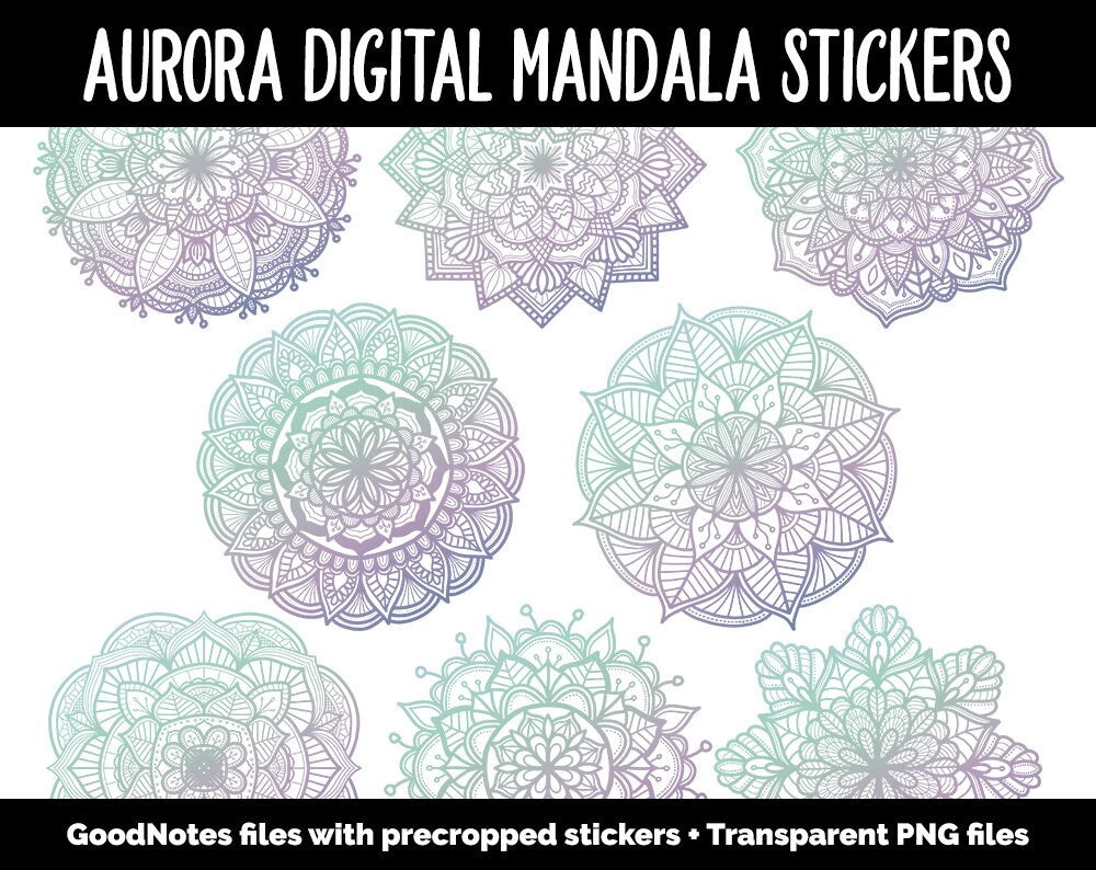 Aurora Mandala Digital Planner Stickers