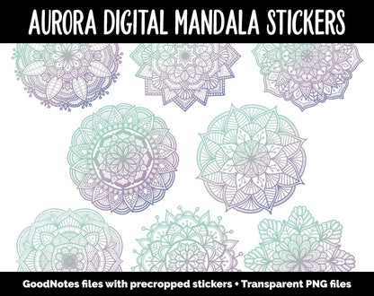 Aurora Mandala Digital Planner Stickers