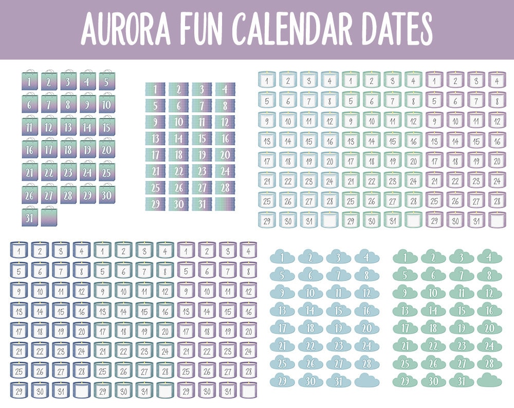 Aurora Fun Calendar Date Digital Stickers