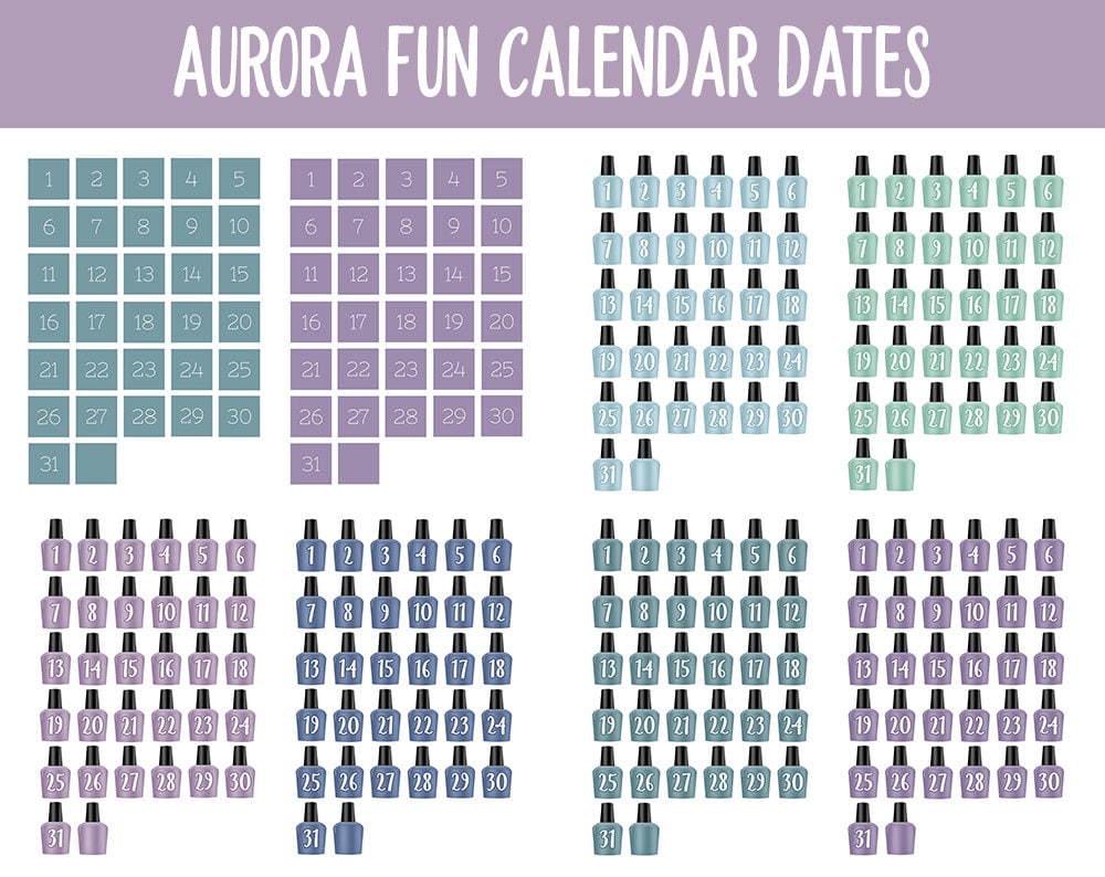Aurora Fun Calendar Date Digital Stickers