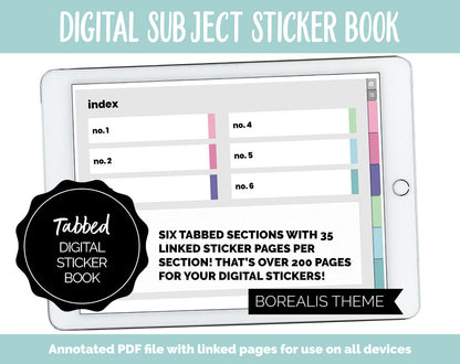 Blank Subject Digital Sticker Books | Borealis Theme