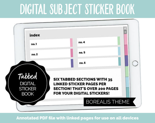 Blank Subject Digital Sticker Books | Borealis Theme