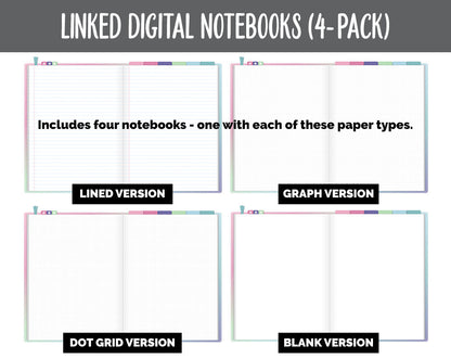 Linked Digital Notebooks 4- Pack | Borealis Theme | GoodNotes, iPad & Android