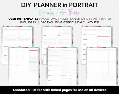 DIY Portrait Digital Planner | Borealis Theme | Goodnotes, iPad & Android