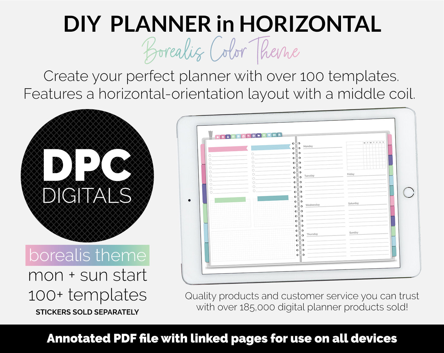 DIY Horizontal Digital Planner | Borealis Theme | Goodnotes, iPad & An ...