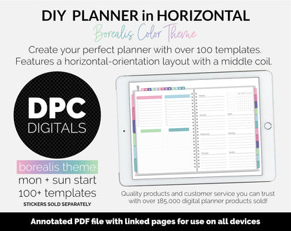 DIY Horizontal Digital Planner | Borealis Theme | Goodnotes, iPad & Android
