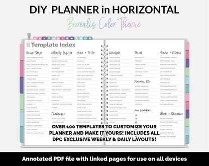 DIY Horizontal Digital Planner | Borealis Theme | Goodnotes, iPad & Android