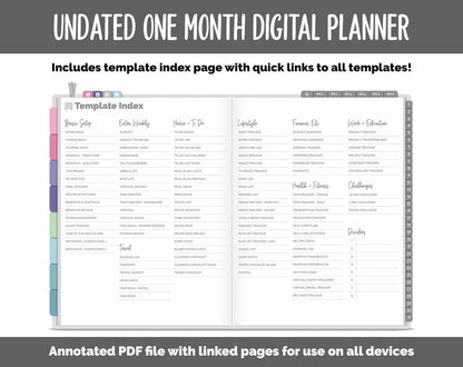 Undated One Month Digital Planner | Borealis Theme - Task Tracker Weekly | GoodNotes, iPad & Android