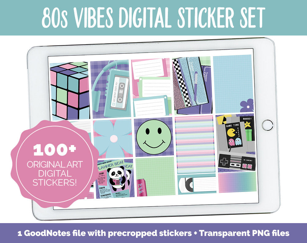80s Vibes Digital Planner Stickers | Borealis Theme